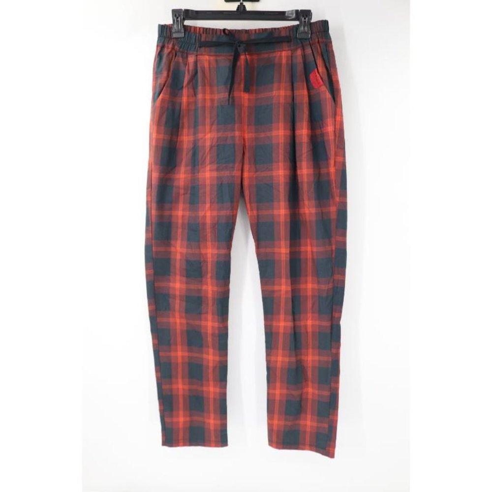 Mulch California‎ pajama pants mens 6 red plaid pleated drawstring elastic back
